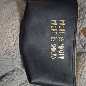 Black Makeup Pouch with Gold Text